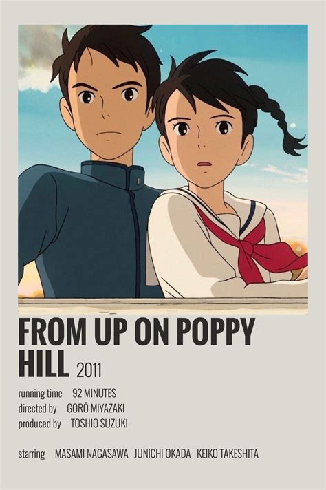 From Up on Poppy Hill (2011) - Movies, TV, Celebs, and more... Menu. Movies. Release Calendar Top 250 Movies Most Popular Movies Browse Movies by Genre Top Box Office Showtimes & Tickets Movie News India Movie Spotlight. TV Shows. What's on TV & Streaming Top 250 TV Shows Most Popular TV Shows Browse TV Shows by Genre TV …